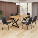 Ver imagem 1 de Conjunto Sala de Jantar Mesa 160x90cm Base Império Tampo MDF Malibu Preto