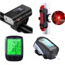 Kit Lanterna Farol Bike Led + Velocímetro + Bolsa + Sinalizador Traseiro Ciclismo mtb - 1