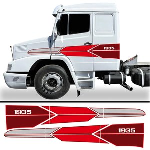 Faixa Mercedes Benz Mb 1935 Adesivo Lateral Caminhão Vermelho Teu Adesivo