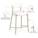 Ver imagem 3 de Banqueta Cozinha Média com Encosto Industrial Champanhe Londres PU Branco D03 - D'Rossi