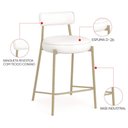 Ver imagem 3 de Banqueta Cozinha Média com Encosto Industrial Champanhe Londres Pu Branco D03 - D'rossi