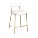 Ver imagem 2 de Banqueta Cozinha Média com Encosto Industrial Champanhe Londres Pu Branco D03 - D'rossi