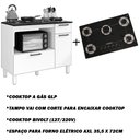 Ver imagem 6 de Kit Balcão Cooktop 2 Portas 1 Gaveta com Fogão Cooktop 5 Bocas Preto Bivolt