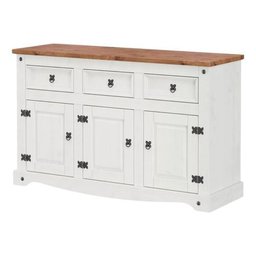 Balcão Branco 3 Portas 3 Gavetas Madeira Maciça:branco - 1