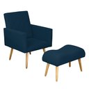 Ver imagem 2 de Poltrona Decorativa Nina e Banqueta Josi Suede Azul Marinho - MV Estofados Shop