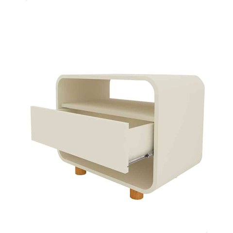 Conjunto 2 Mesas de Cabeceira Apoio Criado Modular Niara Pés Cor:Off-White