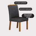 Ver imagem 6 de Conjunto Sala de Jantar Sofia 1,60m Tampo Vidro Off com 6 Cadeiras Jade Cinamomo/Linho Chumbo