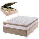 Ver imagem 2 de Cama Box Baú Casal Colchão Molas Ensacadas Real 138x188x68cm Branco / Bege - Suporta até 130kg