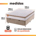 Ver imagem 3 de Cama Box Baú Casal Colchão Molas Ensacadas Real 138x188x68cm Branco / Bege - Suporta até 130kg