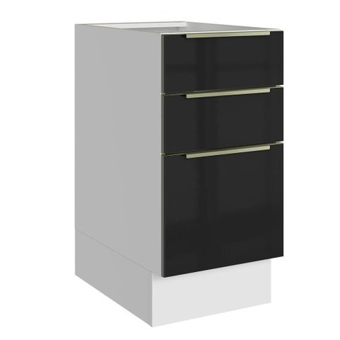 Balcão de Cozinha 40 Cm 3 Gavetas (sem Tampo) Branco/preto Lux Madesa Branco/preto