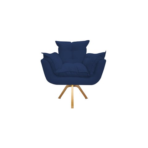 Poltrona Decorativa Opala Base Giratória Suede Azul Marinho Ms Decor