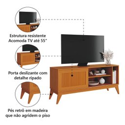 Rack Bancada Aruba com Painel Avant 55 Polegadas:off White Cedro - 6