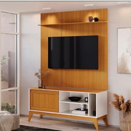 Rack Bancada Aruba com Painel Avant 55 Polegadas:off White Cedro - 2