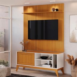 Rack Bancada Aruba com Painel Avant 55 Polegadas:off White Cedro - 3