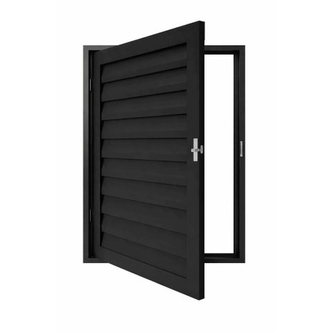 Portinhola Alumínio Preto Abrigo Veneziana Fechada Maxx - 80x60