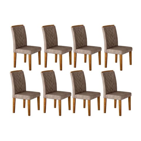 Kit 8 Cadeiras Sala Jantar Jade 8 Un Imbuia/suede Capuccino - Rufato