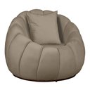 Ver imagem 1 de Poltrona Redonda Concha C/ Almofada Base Fixa Veludo Bege - Vallisa Decor