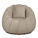 Ver imagem 2 de Poltrona Redonda Concha C/ Almofada Base Fixa Veludo Bege - Vallisa Decor