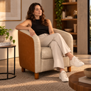 Ver imagem 4 de Poltrona Organica Clean Courino Creme e Caramelo Moderna Elegante Premiun Reforçada Clinica Recepção