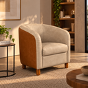 Ver imagem 1 de Poltrona Organica Clean Courino Creme e Caramelo Moderna Elegante Premiun Reforçada Clinica Recepção