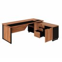 Ver imagem 5 de Mesa Executiva com Armário Lateral e Caixa de Tomadas 3 Gavetas 180cm Corporate Nogal e Preto Marrom