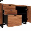Ver imagem 7 de Mesa Executiva com Armário Lateral e Caixa de Tomadas 3 Gavetas 180cm Corporate Nogal e Preto Marrom