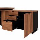 Ver imagem 6 de Mesa Executiva com Armário Lateral e Caixa de Tomadas 3 Gavetas 180cm Corporate Nogal e Preto Marrom
