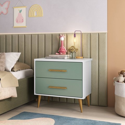 Mesa de Cabeceira Infantil Arco-Íris Espresso Móveis Verde/Branco