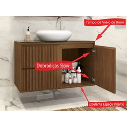 Gabinete para Banheiro 80 cm Sem Cuba Ripado 80 - 3
