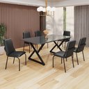 Ver imagem 1 de Conjunto Sala de Jantar Mesa 160x90cm Base Império Tampo MDF Laca com Vidro Malibu Preto