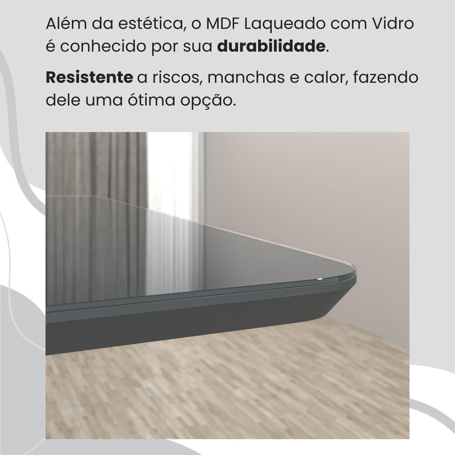 Conjunto Sala de Jantar Mesa 160x90cm Base Império Tampo Mdf Laca com Vidro Malibu - 8