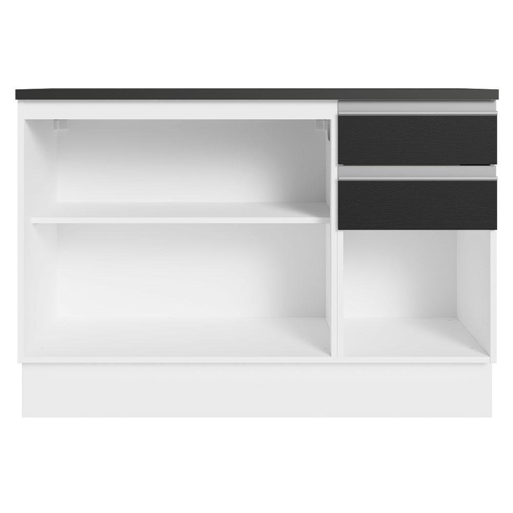 Balcão de Pia Cozinha 100% MDF 120 cm 3 Portas e 2 Gavetas Branco/Preto Acordes Madesa - 7