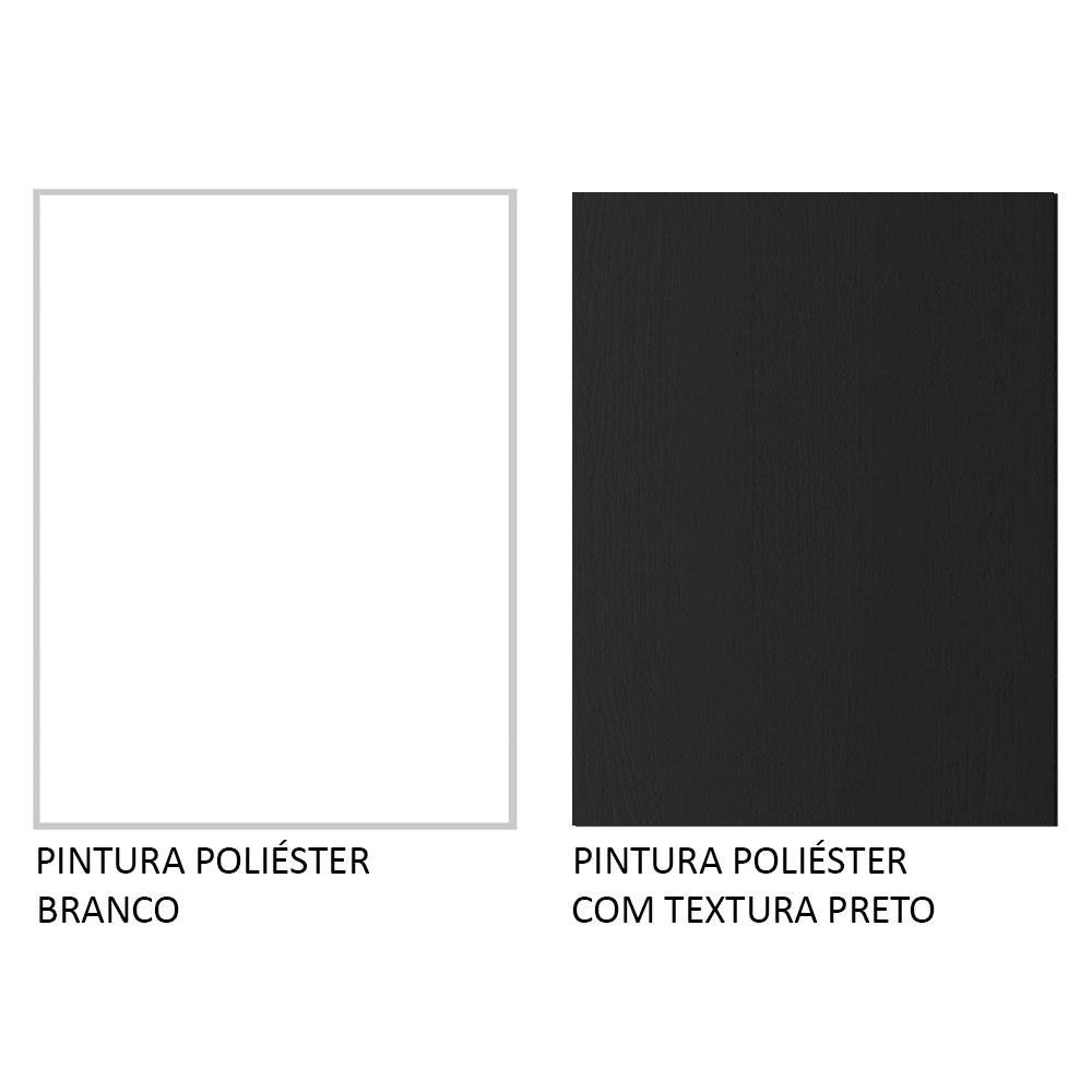 Balcão de Pia Cozinha 100% MDF 120 cm 3 Portas e 2 Gavetas Branco/Preto Acordes Madesa - 10