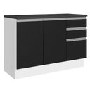 Ver imagem 2 de Balcão de Pia Cozinha 100% MDF 120 cm 3 Portas e 2 Gavetas Branco/Preto Acordes Madesa