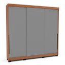 Ver imagem 2 de Roupeiro Madrid 3 Portas de Correr 4 Gavetas 217x213cm Cinza/Freijó 250704