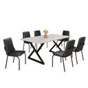 Ver imagem 2 de Conjunto Sala de Jantar Mesa 160x90cm Base Império Tampo Mdf Laca com Vidro Malibu