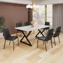 Ver imagem 1 de Conjunto Sala de Jantar Mesa 160x90cm Base Império Tampo MDF Laca com Vidro Malibu Preto