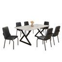 Ver imagem 2 de Conjunto Sala de Jantar Mesa 160x90cm Base Império Tampo MDF Laca com Vidro Malibu Preto