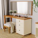 Ver imagem 1 de Penteadeira com Espelho 150cm Ananda CabeCasa MadeiraOriginals Branco/Off-White/Mel