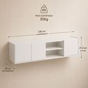 Ver imagem 2 de Rack Moscou Suspenso 136cm Branco TV até 55" Byhouse