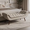 Ver imagem 4 de Puff Recamier Decorativo com Tachas 195 cm Santorini P05 Linho Cru - Lyam Decor
