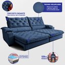 Ver imagem 5 de Sofá Retrátil e Reclinável 2,45m Stadium Molas Ensacadas Velupluma Azul Cama Inbox