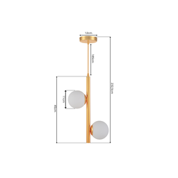Luminária Pendente Lustre Jabuticaba Dourado com 2 Bolas Globo Esfera Opaco Leitoso Moderno Luxo Inl - 5