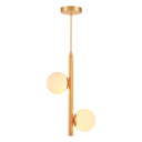 Ver imagem 2 de Luminária Pendente Lustre Jabuticaba Dourado com 2 Bolas Globo Esfera Opaco Leitoso Moderno Luxo Inl