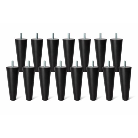 Kit Pés para Cama Box  Com 15 Unidades Preto com 12cm de Altura