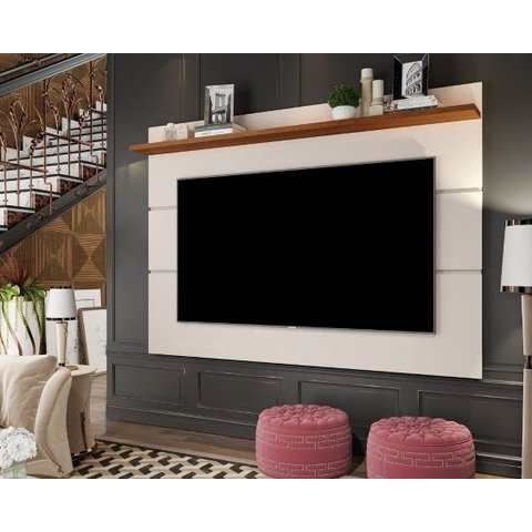 Painel Suspenso Flutuante Home Tv até 72 Polegadas Prateleira Superior Vivare New 1.80:off White/fre