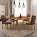 Ver imagem 1 de Mesa de Jantar Liz 120cm Tampo MDF Laminado Canto Copo com 4 Cadeiras Lisa Moderna Mobília
