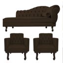 Ver imagem 1 de Kit Diva Recamier Diana 185cm Lado Esquerdo e 02 Poltronas Classic Corano - Cor Marrom