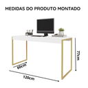 Ver imagem 6 de Escrivaninha 1,50cm para Escritório Estilo Industrial Mesa Home Office - Branco/dourado