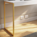 Ver imagem 3 de Escrivaninha 1,50cm para Escritório Estilo Industrial Mesa Home Office - Branco/dourado